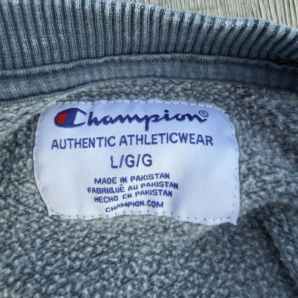 Champion Women's Blue Gray Washed Crewneck Sweatshirt Embroidered Logo (176) - Picture 7 of 7